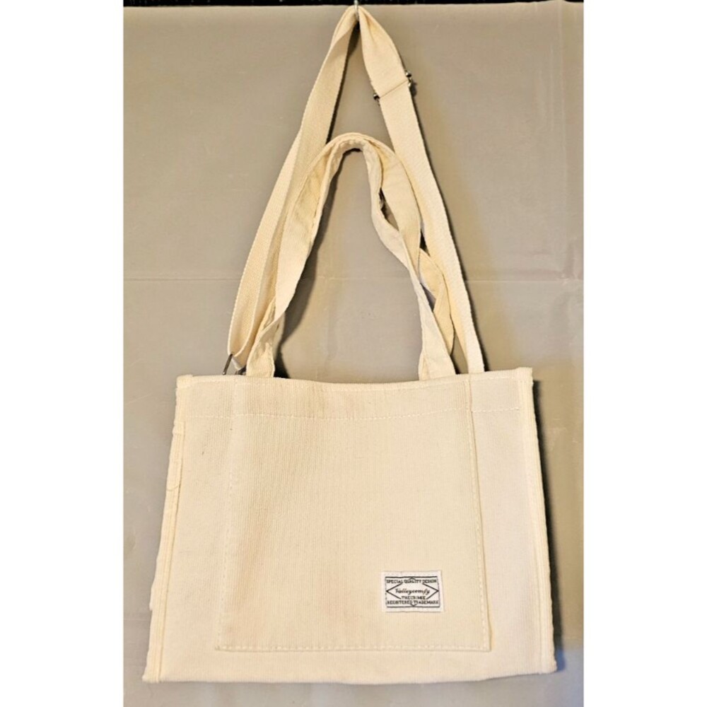 Valleycomfy The Crime Canvas Tote Bag Cream Ribbed Japan